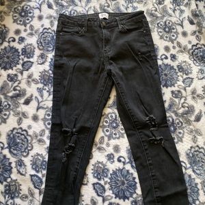 Black distressed ripped jeans